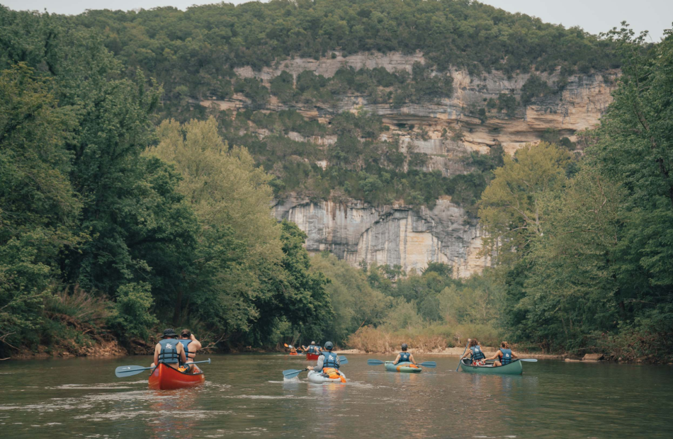 Group of canoers on river