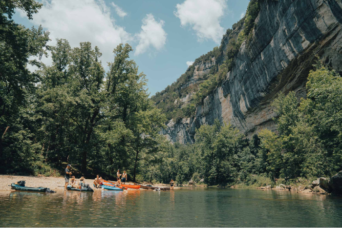 Wideshot of group on shore